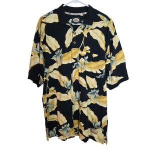 Tommy Bahama Yellow White Floral Flower Pattern Button Down Shirt Size M